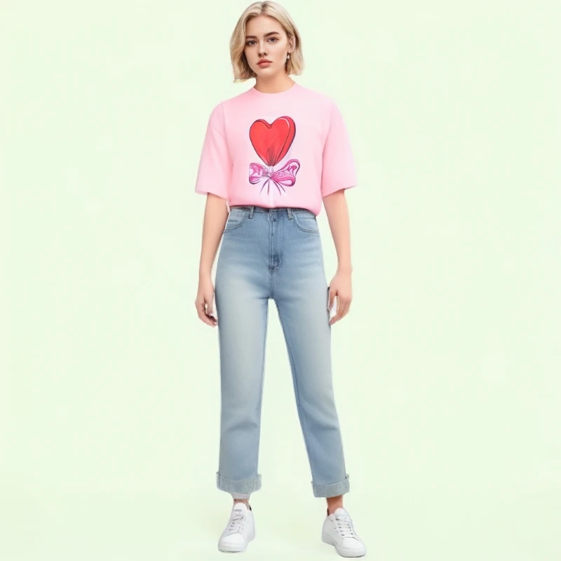 MSGM时尚休闲百搭 女式短袖圆领T恤 粉色