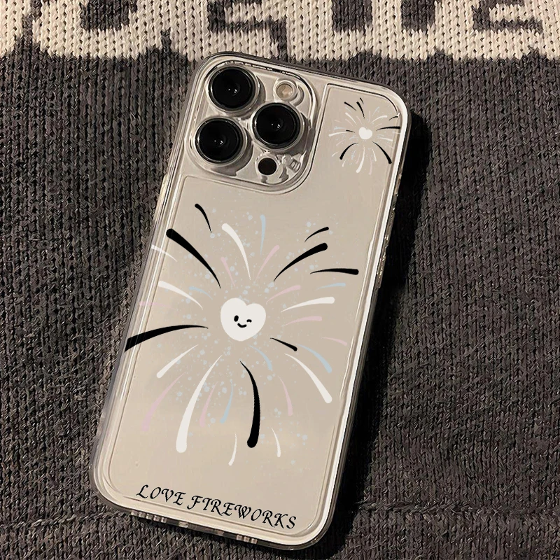 爱心烟花适用于iPhone15/14/13手机壳苹果小米vivo华为oppo创意软