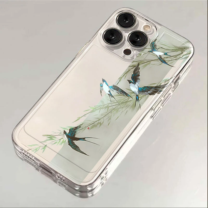 国风喜鹊报春iphone15苹果手机壳14promax硅胶13pro透明12全包11