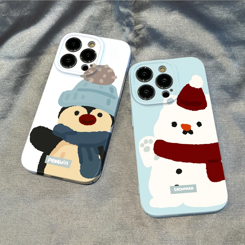 企鹅雪人苹果华为小米iphone15/14promax手机壳13/12菲林硬壳11