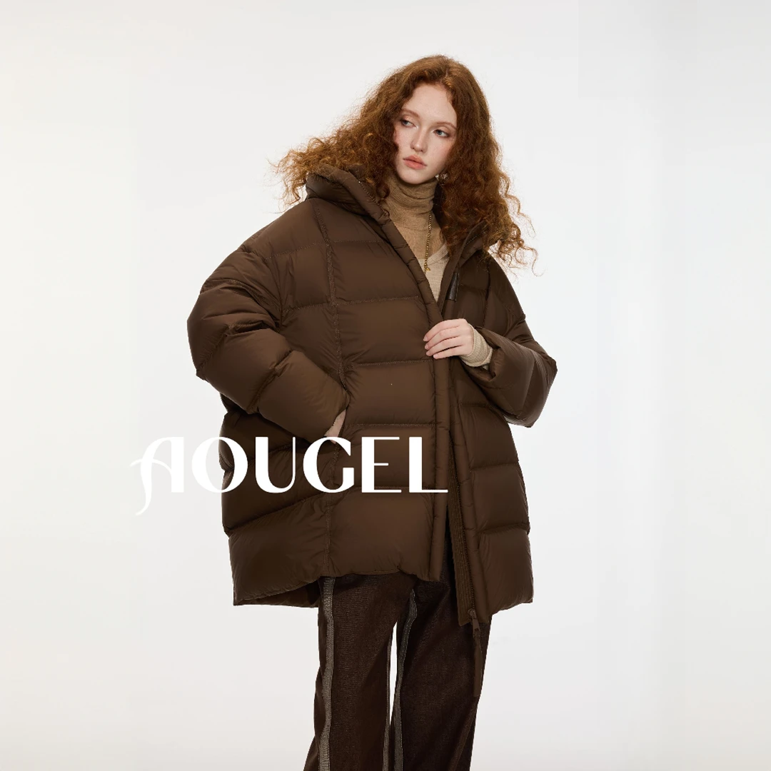 AOUGEL 冬季龟背廓形设计师90白鸭绒加厚保暖羽绒服