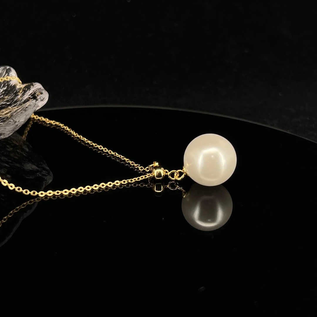 链子925银 6501白色圆球项链