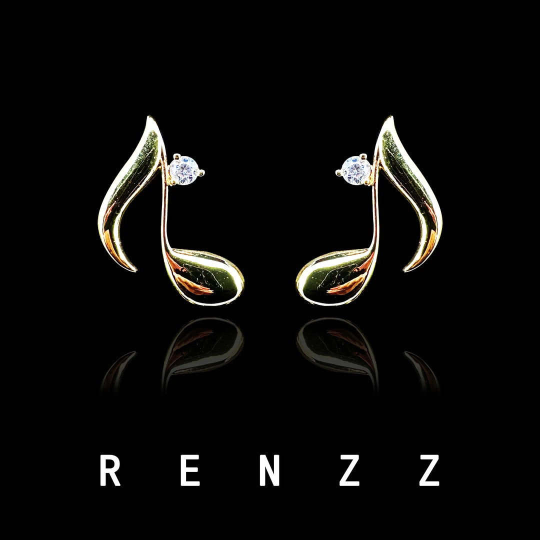 7626黄色音符耳钉