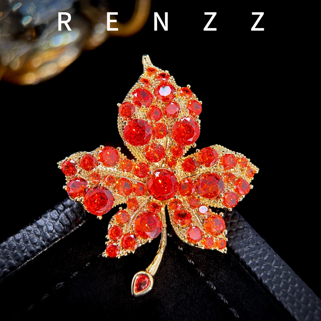 2995法★【金秋枫叶】橙色枫叶胸针大衣胸针