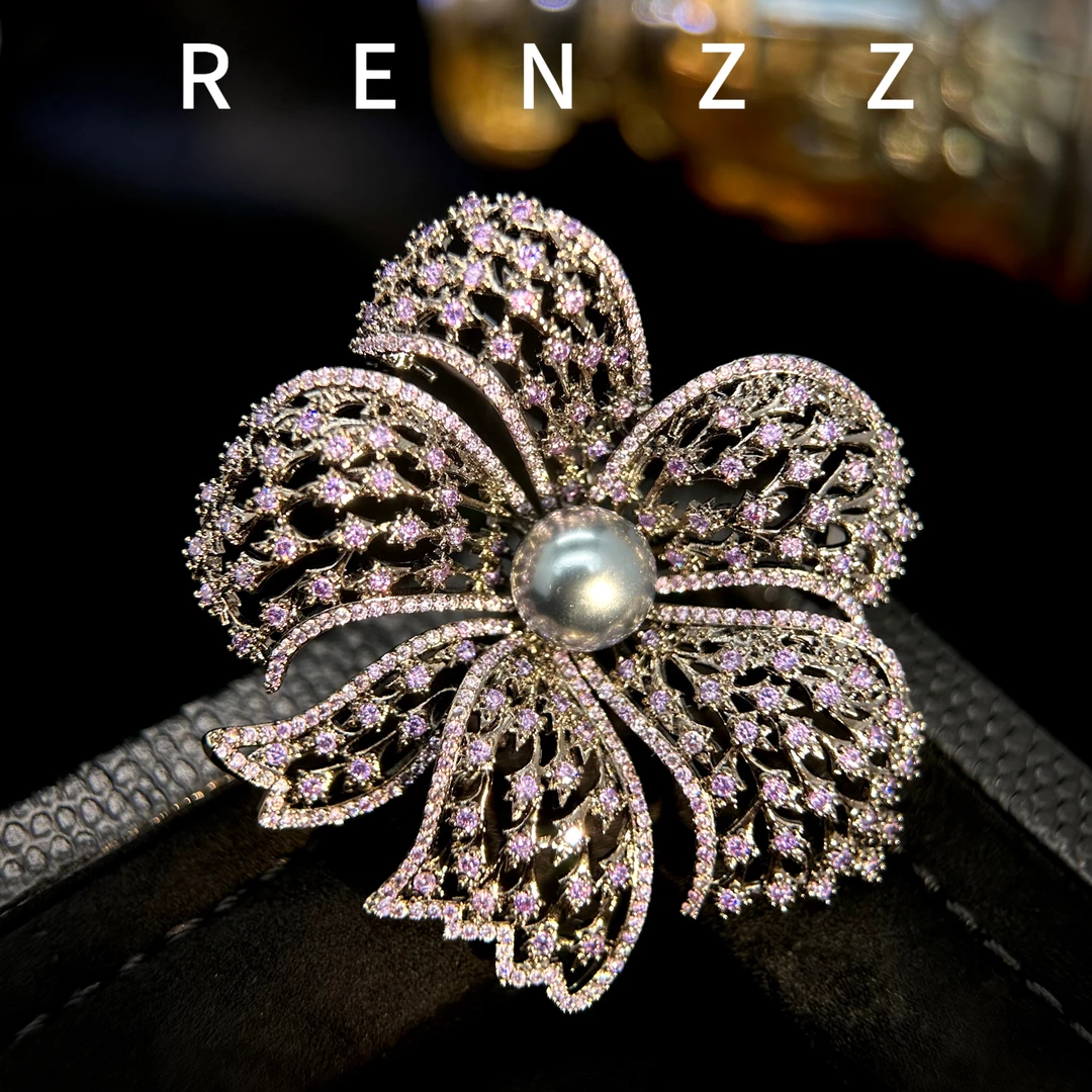 2973法★【落日海棠】高定设计师紫色海棠花胸针