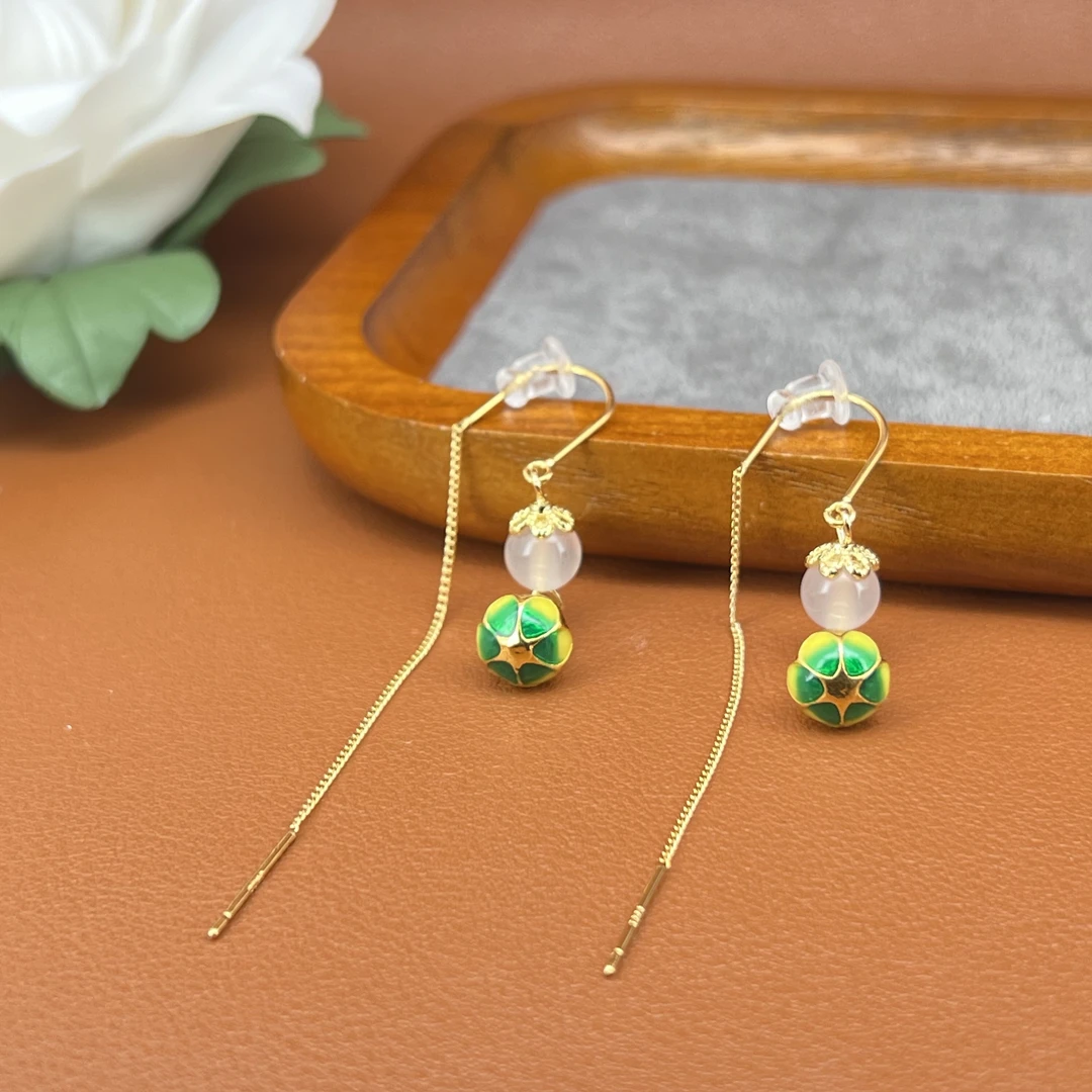 8852黄颜色绿葫芦流苏耳线