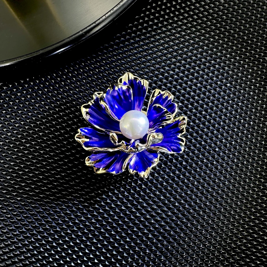 2626中★【蓝色牡丹】蓝色牡丹花磁吸扣胸针