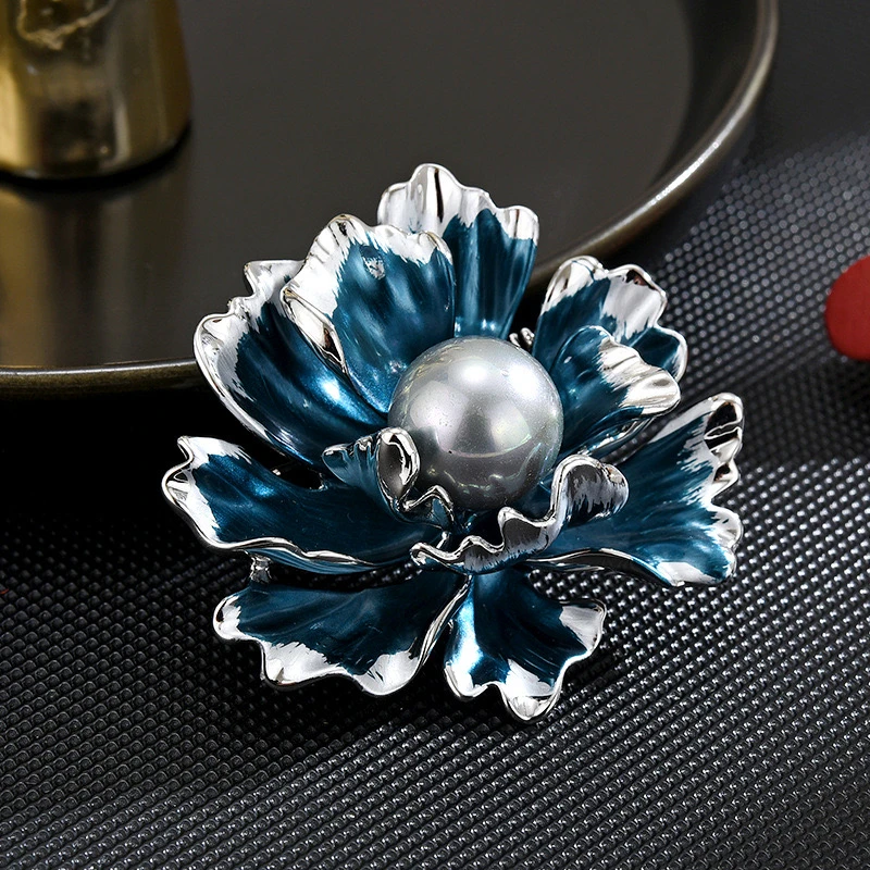 1471 德★【盛世芳华】 气质蓝色牡丹花胸针