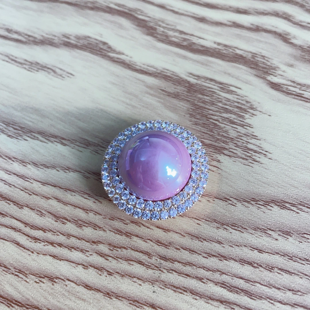 任珍 2849 紫色大球磁吸扣胸针