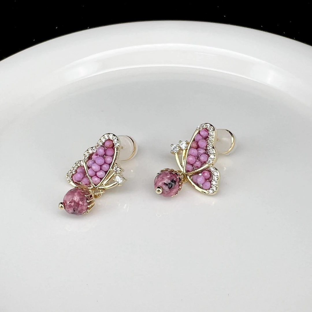 8085紫色蝴蝶流苏耳钉