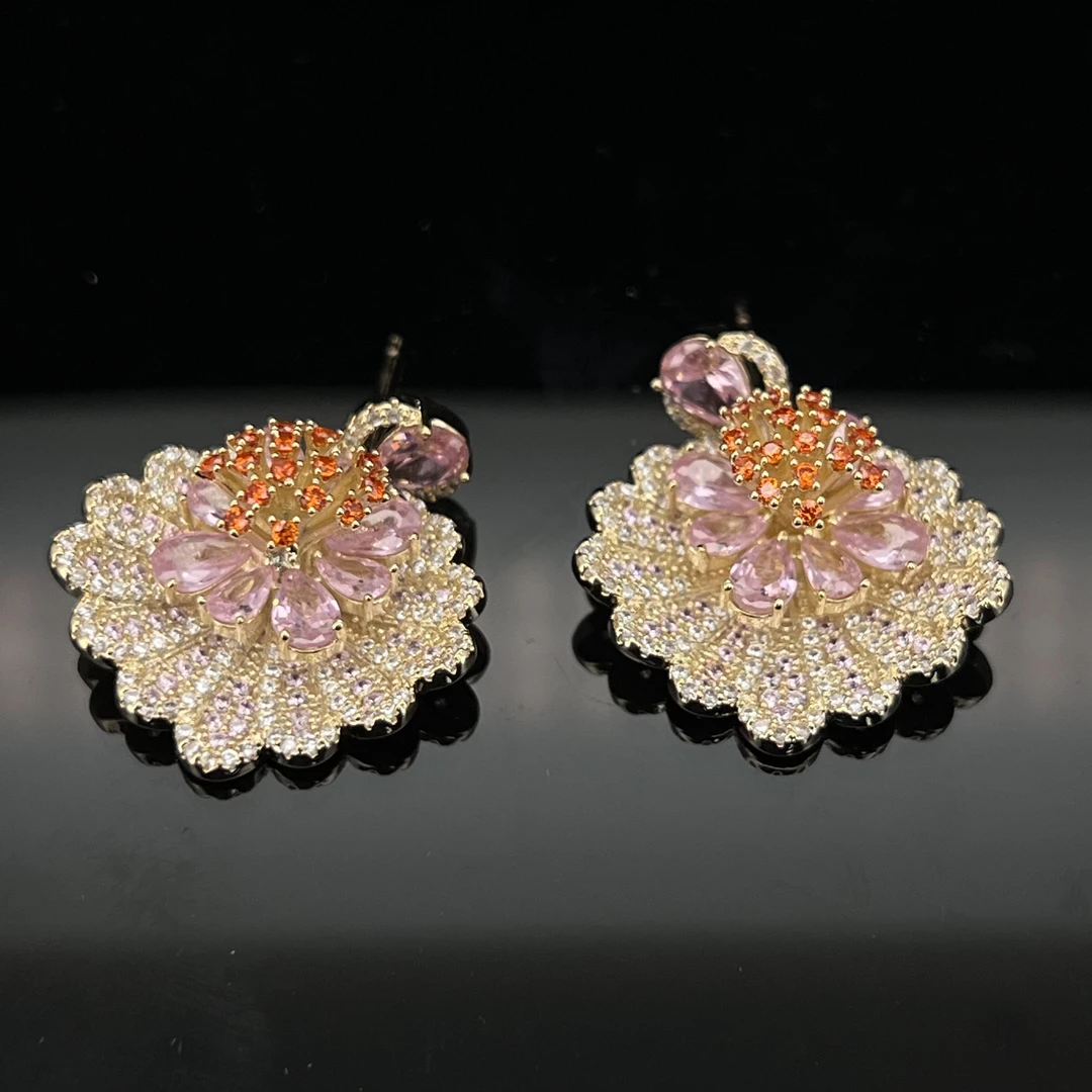0263黄粉色耳钉