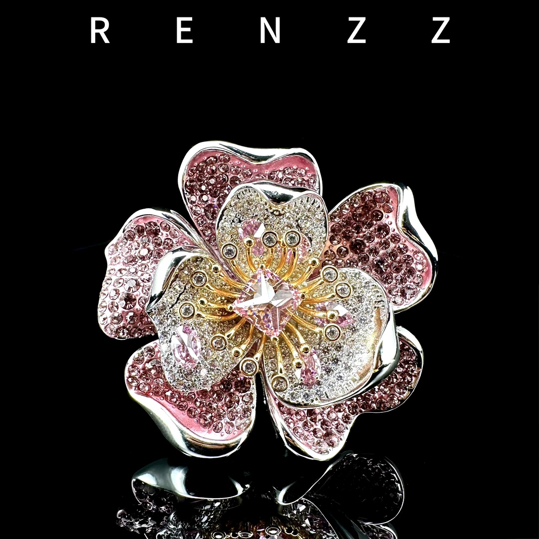 2893法★【怦然心动】粉色牡丹花优雅胸针