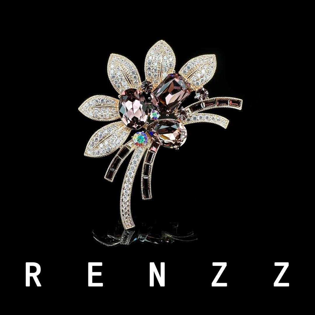 1985玫瑰金色繁花胸针