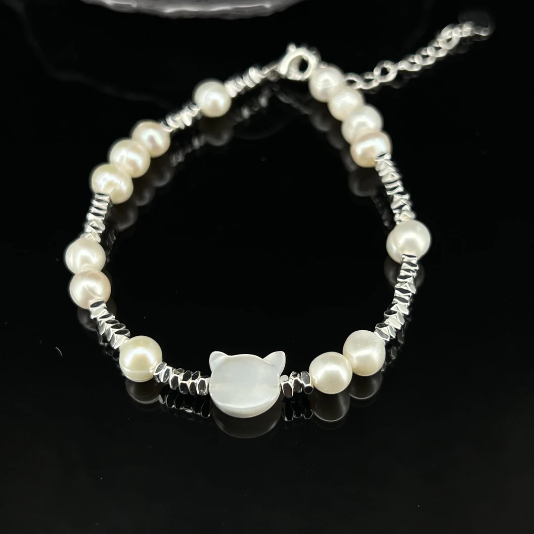 6172白色圆球925银手链