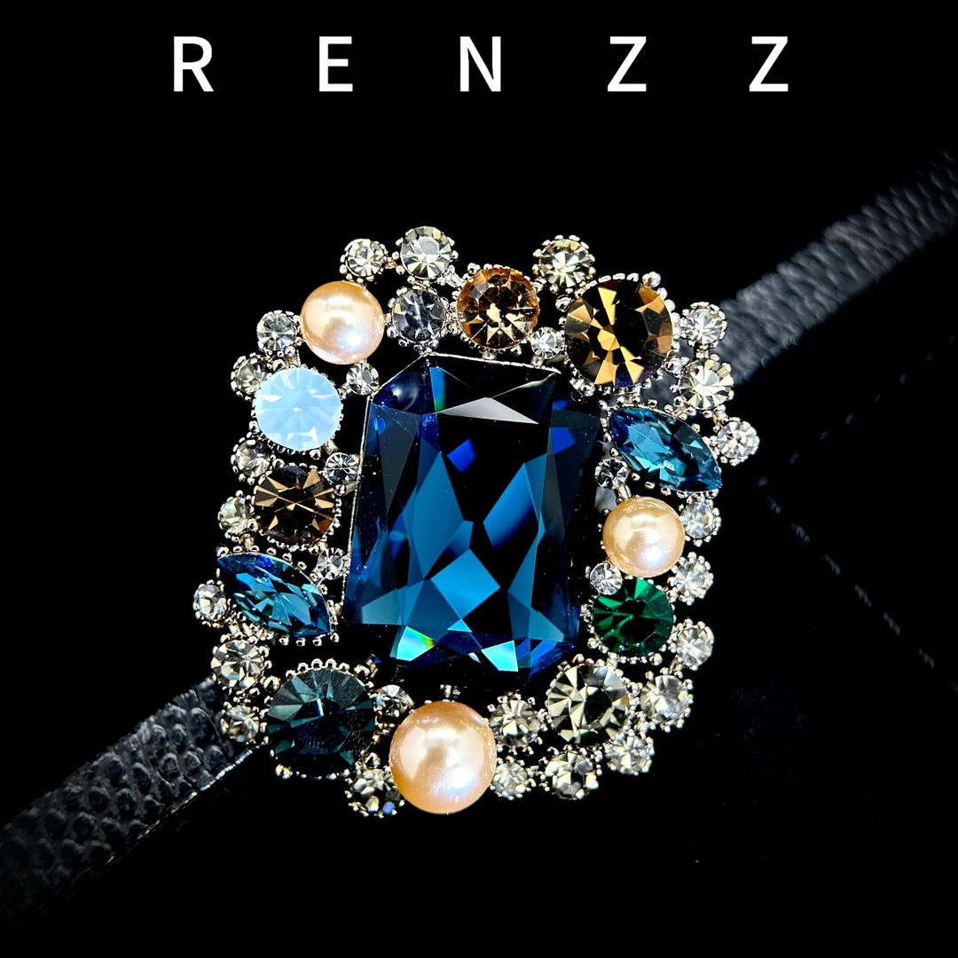 1930丹★【魔镜】蓝色方形勋章时尚胸针