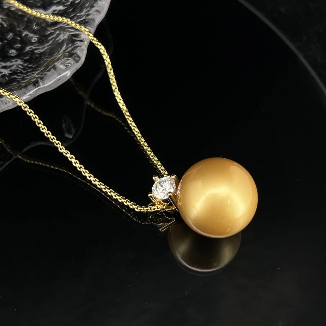 6195简约黄颜色圆球项链