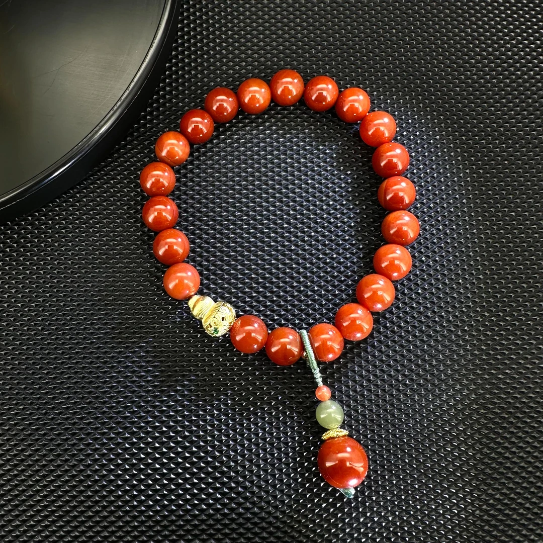 7341红色圆球葫芦手链