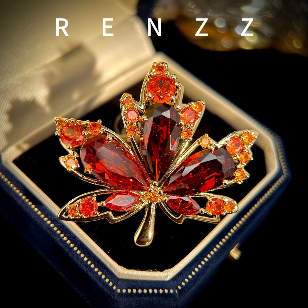 2840【落红叶】设计师版枫叶西服送礼胸针