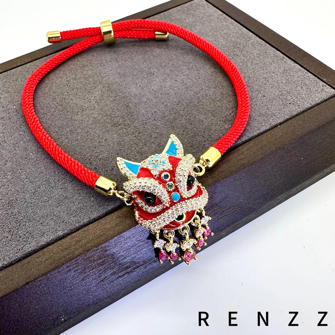 7637红色舞狮手链