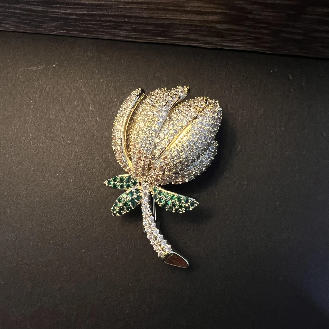 任珍 1176黄颜色芍药花胸针