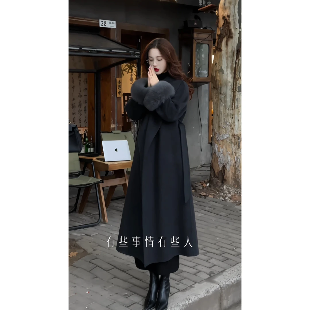 【继承者】冬季新款浴袍款双面[羊毛]大衣慵懒宽松长款加厚外套