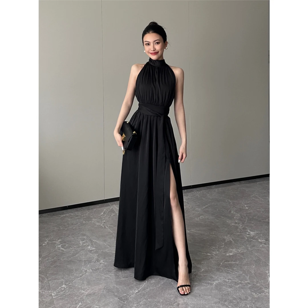 JINQ 2023爆款气质黑白连衣裙轻奢领证约会长裙生日礼服JINQB0552