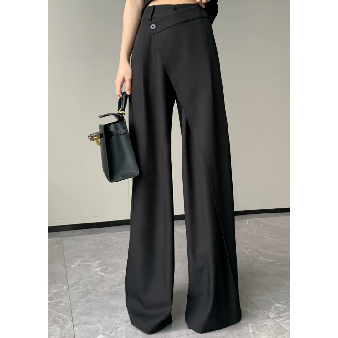 JIJINQI【现货】高腰直筒设计感休闲裤薄款垂感裤子 JC06KZPT115