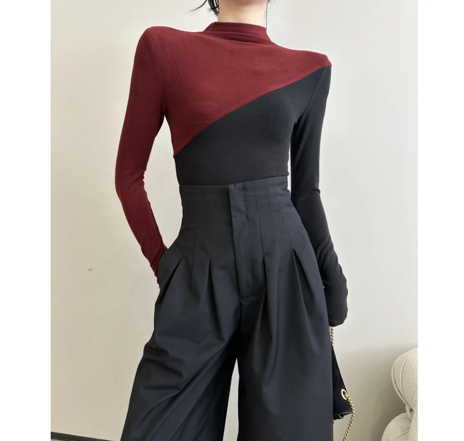 JIJINQI拼色长袖针织衫上衣时尚加绒新款内搭打底衫JINQBSP1135