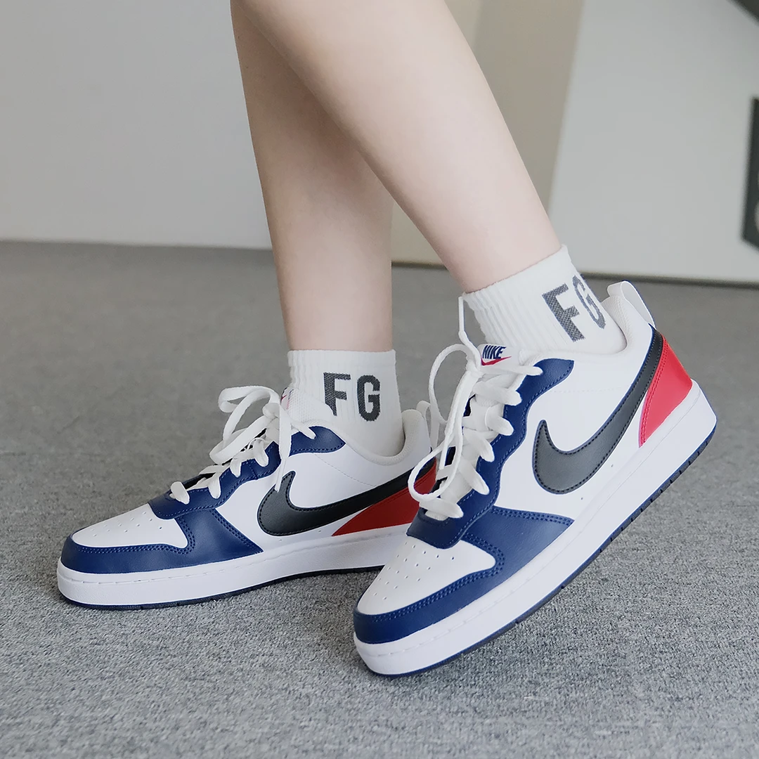 Nike耐克COURT LOW GS秋冬白蓝红新低帮时尚休闲板鞋女DO7446-101