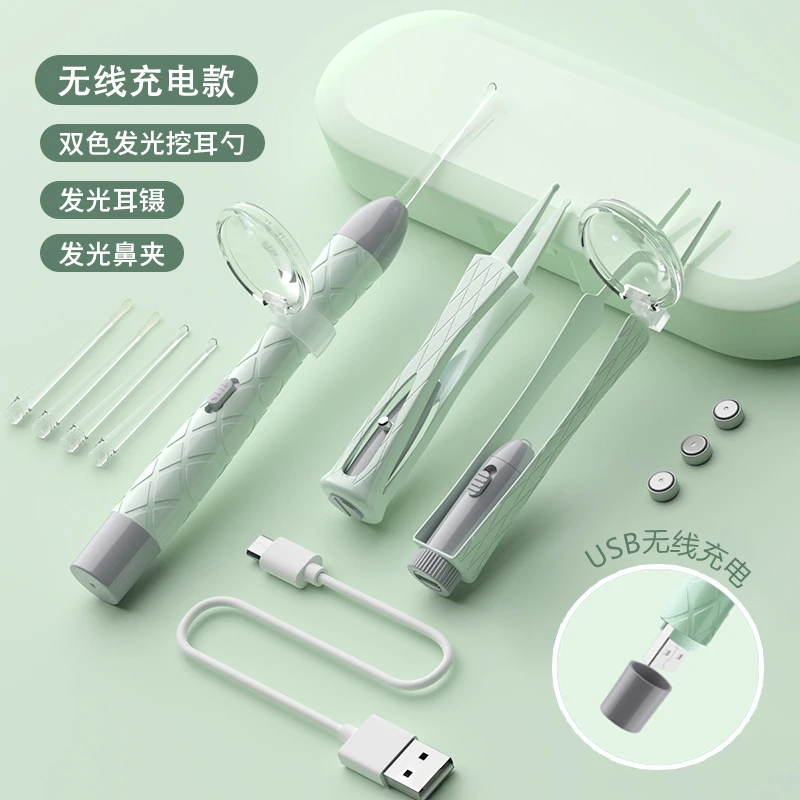 掏耳神器挖耳勺发光带灯软头儿童耳屎掏耳勺专用挖耳朵安全镊子