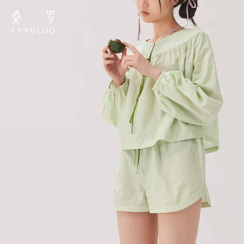 SANGLUO桑罗大橘大利丝棉睡衣套装透气亲肤可外穿家居服03262828