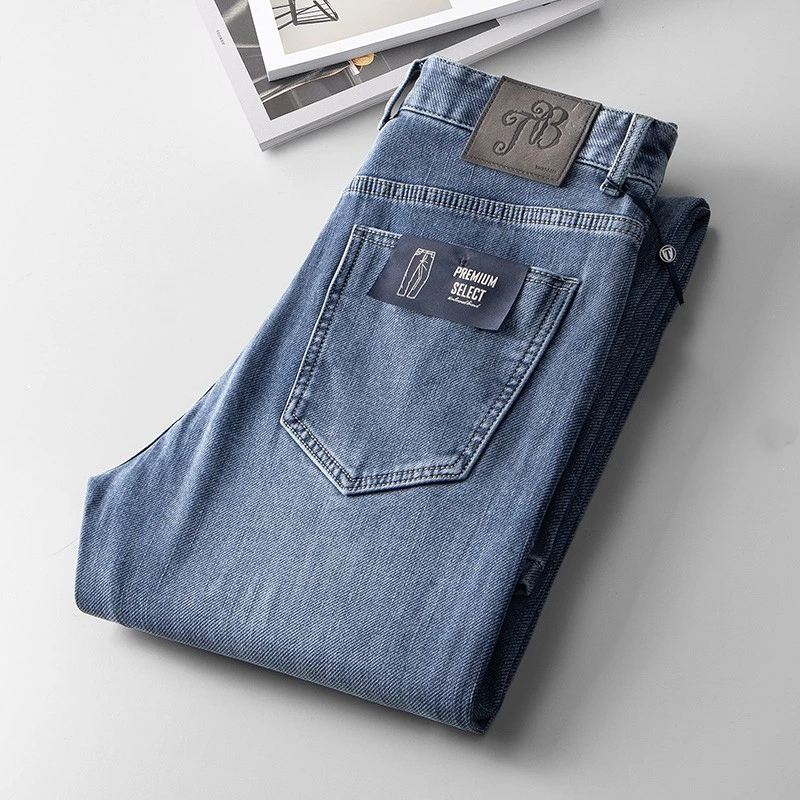瑟图肖舒适透气牛仔裤春秋水洗宽松直筒商务休闲夏季男士休闲裤