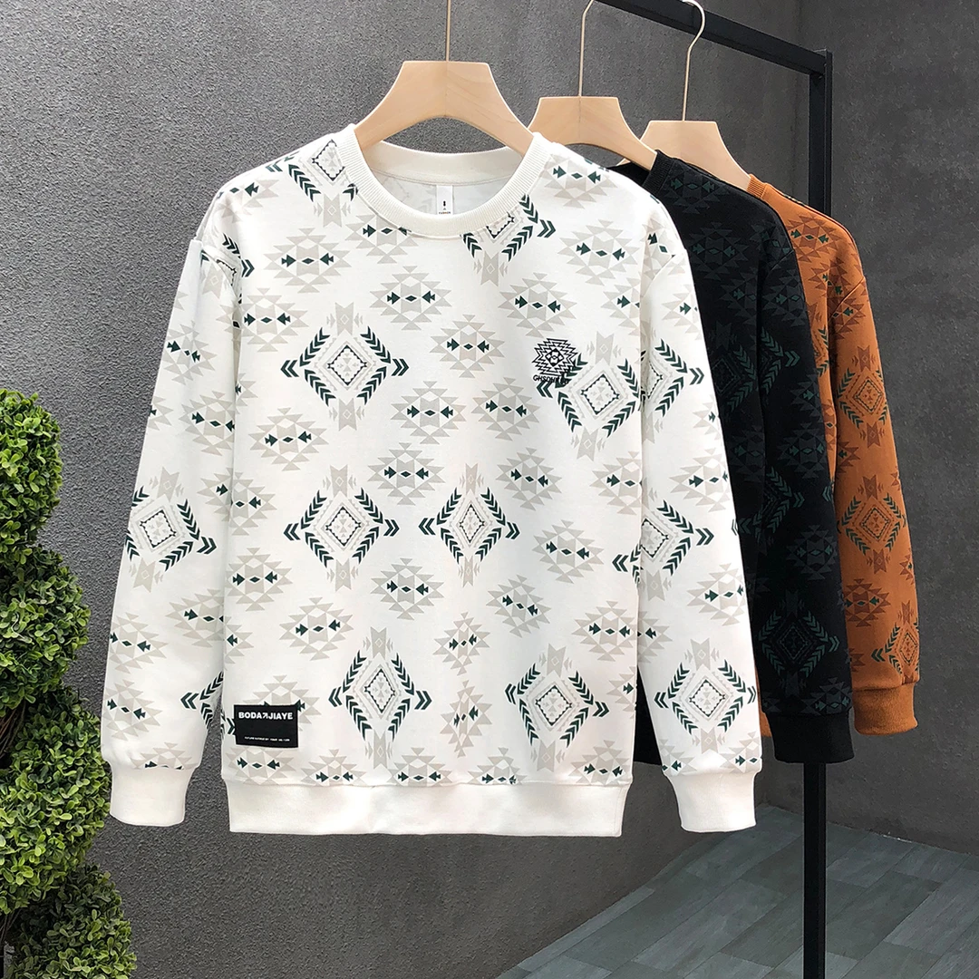 瑟图肖青年痞帅印花卫衣春秋款男士潮牌外套秋季新款长袖内搭