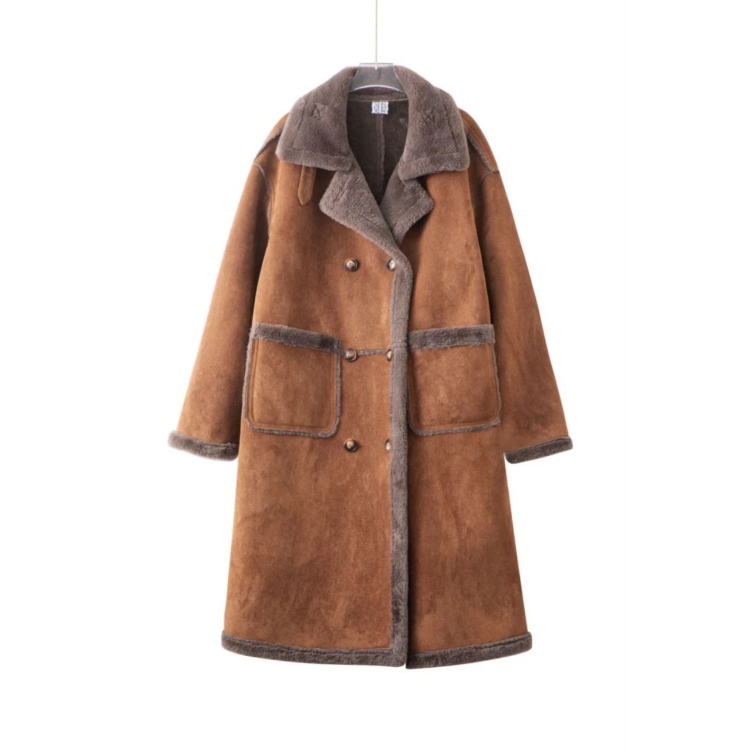 复古外套美拉德风皮毛一体大衣中长款加厚保暖zbyy