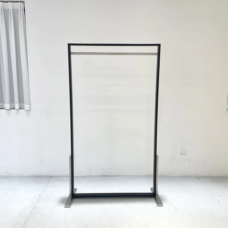 服装店展示架落地式买手店亚黑不锈钢货架女装专用货架挂衣杆新款