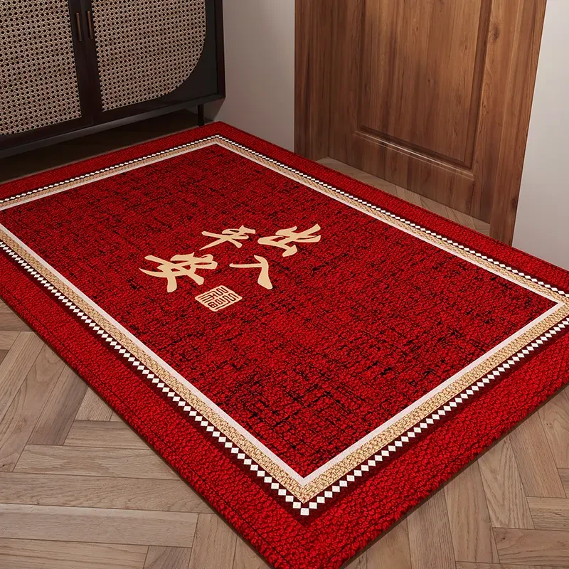 喜庆红色入户门垫玄关大门地垫脚垫除尘耐脏家用可裁剪地毯蛇年