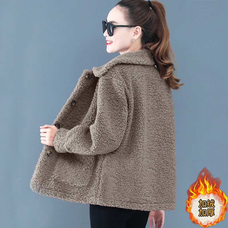 羊羔毛短外套女士装秋冬季2023年新款爆加厚小个子时尚羊羔绒上衣