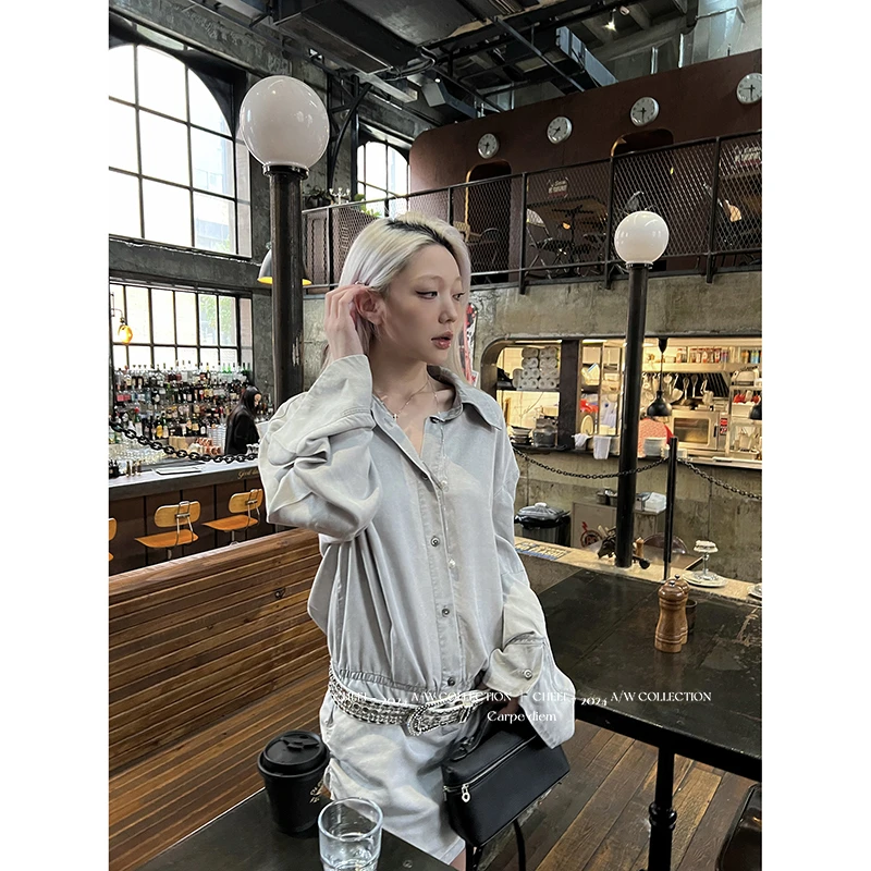 Cheei 7 姐系女友 经典牛仔蓝洗水做旧复古包臀连衣裙