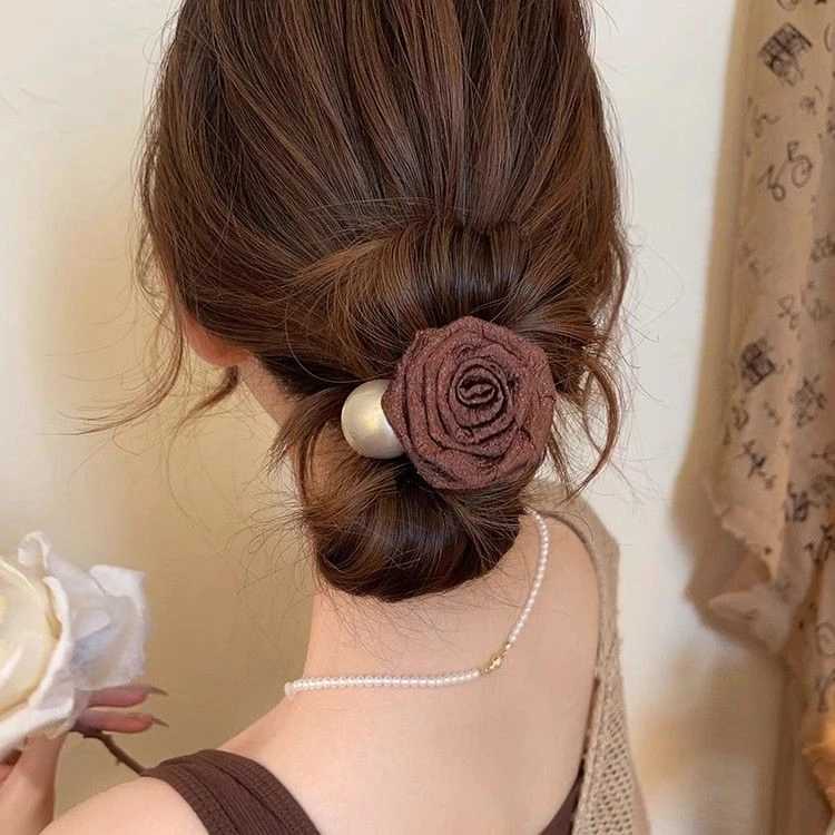 干枯玫瑰花发绳~花朵2024新款发圈高端头花头绳新中式高级感发饰