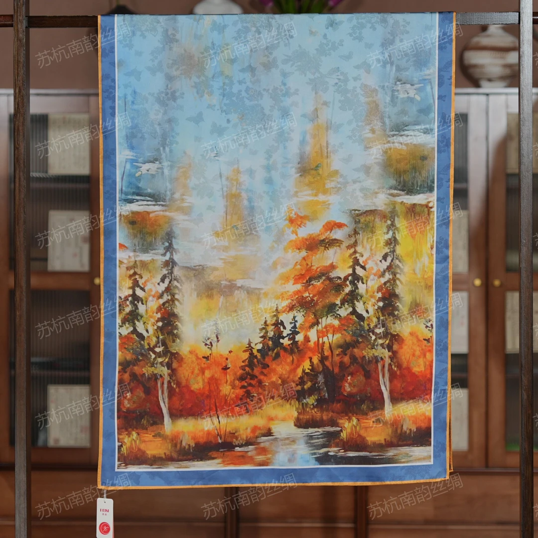 新【C73-139白桦林】180*70丝巾气质围巾女士双面披肩大方时尚百搭