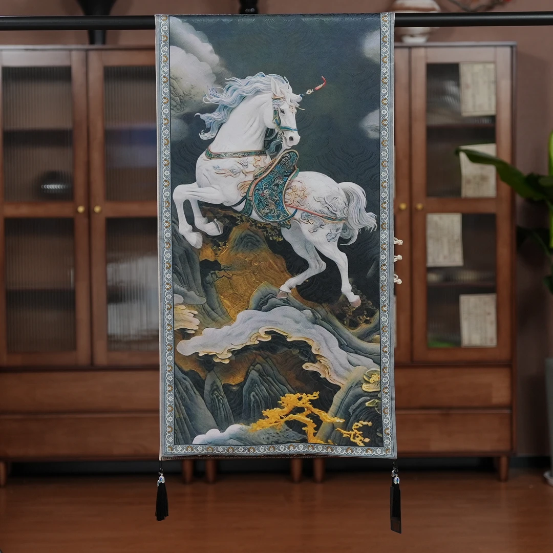 【D50-138白龙马】180*40盘扣丝巾气质百搭国风大方提花高档时尚