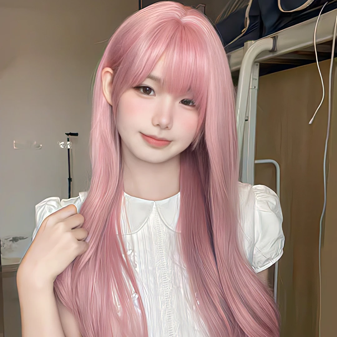 【日漫女主款】瑞丝芙假发女樱花粉色齐刘海大波浪全头套恋爱粉蓬松