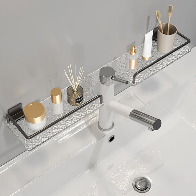 德德维芙枪灰色亚克力水波纹置物架浴室洗漱收纳架洗脸池化妆品架