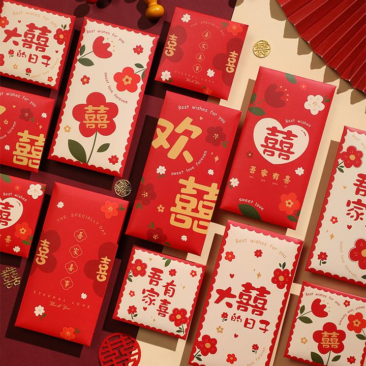 新款堵门花朵红包结婚专用新婚回礼利是封创意迷你加厚千百元红包