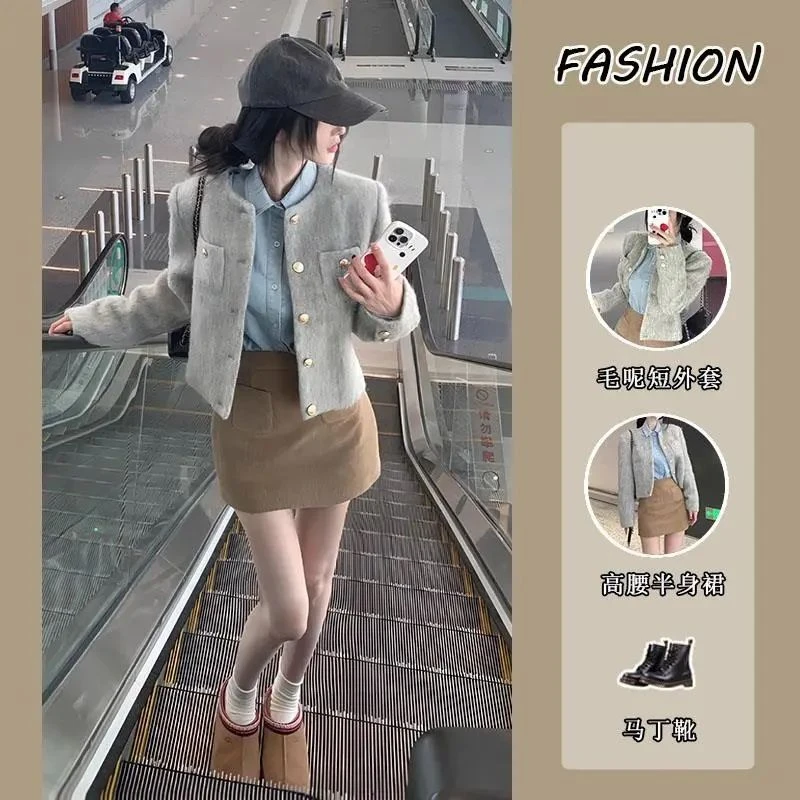 气质针织三件套装女秋冬新款甜辣风韩系网红外套长袖衬衫减龄洋气