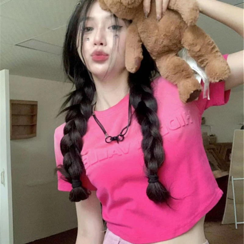 【洗水做旧】夏季扎染渐变短袖设计感钢印美式ins潮牌纯棉T恤女