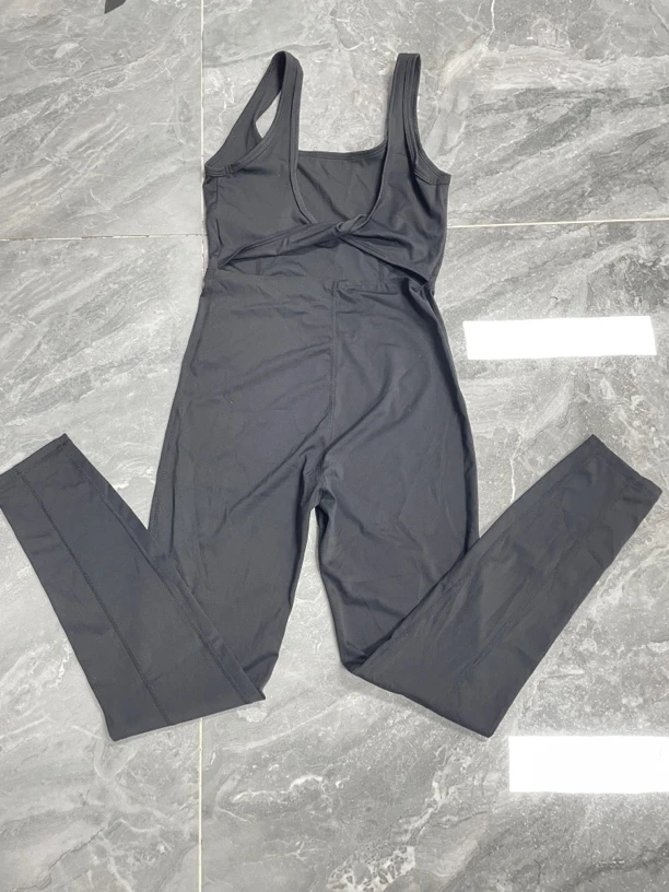 欧美裸感新款紧身连体衣连体瑜伽服女健身空中美背运动连体服