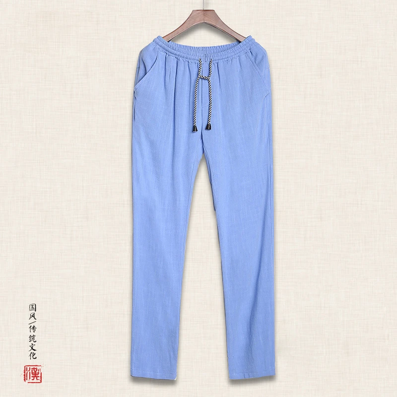 由天丨断码男士亚麻休闲裤垂坠柔软夏季直筒裤透气薄款棉麻长裤