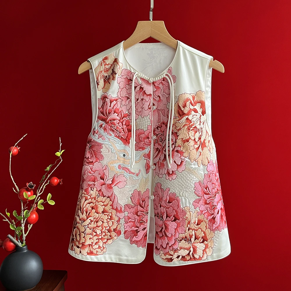 复古高端国风新中式盘扣外搭马夹改良唐装背心坎肩重工刺绣马甲