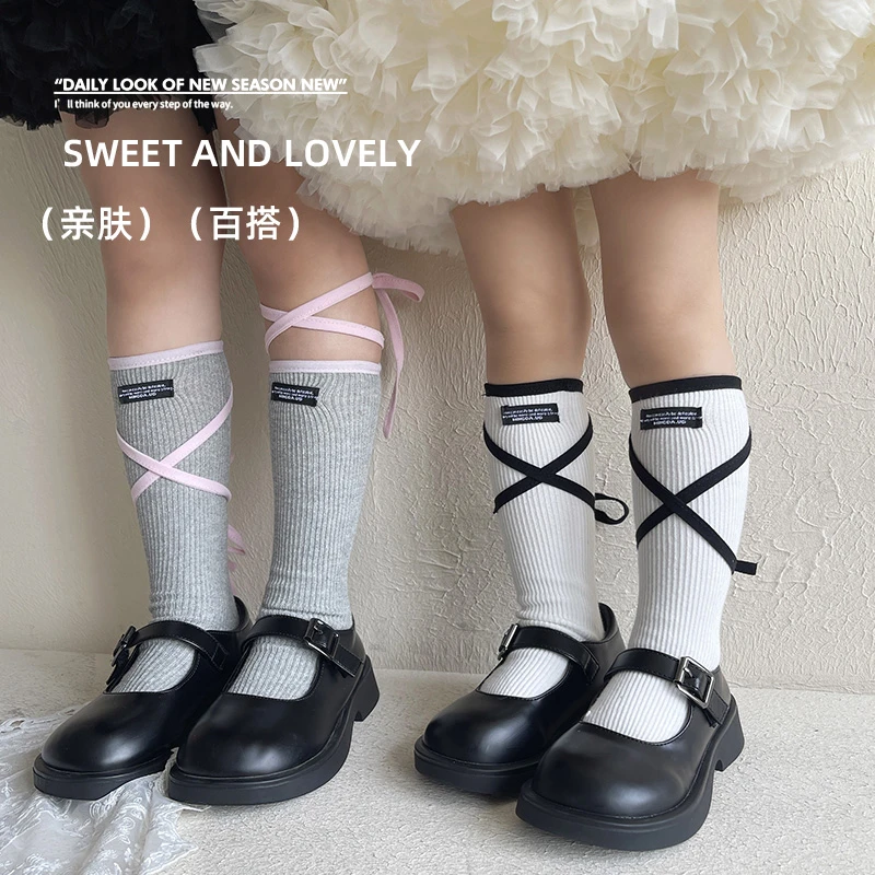 女童长筒袜春秋款棉袜子中大童小腿长袜女孩学生夏季儿童中筒袜